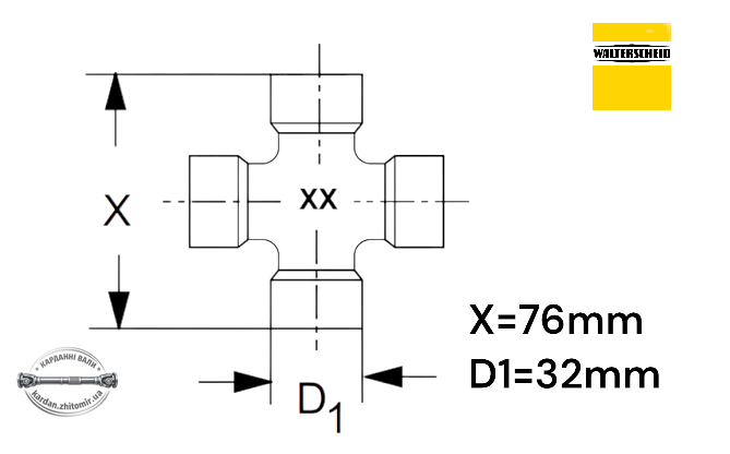 Крестовина 32x76 мм W2400 Walterscheid 1312410, 35.00.00, 312410E 1312410 фото