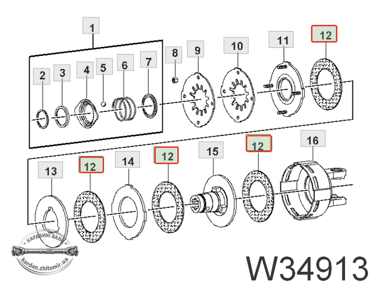 Диск фрикционный муфты K92 91X150X3 Walterscheid 1168556, 56.73.08, 168556E, 567308 1168556 фото